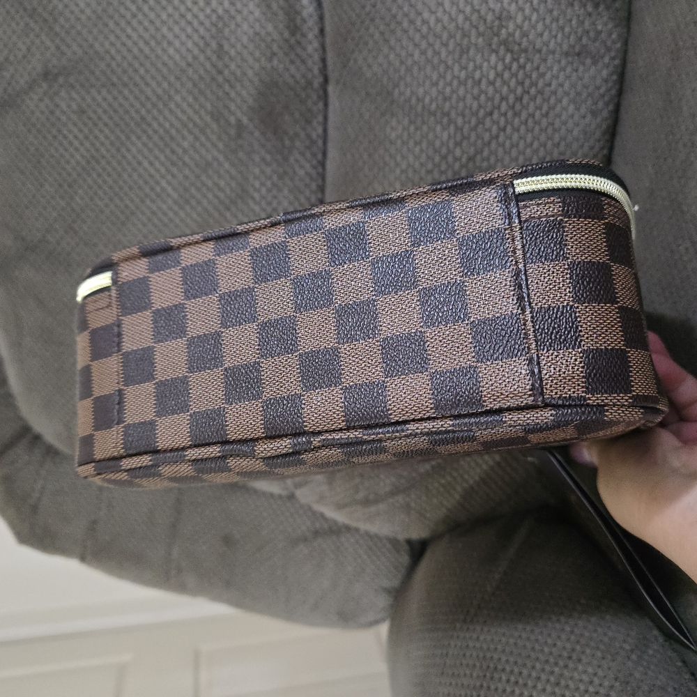 Brown Checkered Men's Bag - Picture 3 of 6